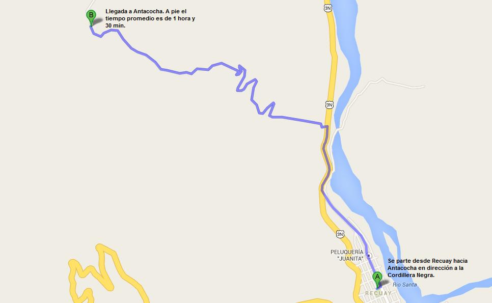 Ruta para llegar a Antacocha