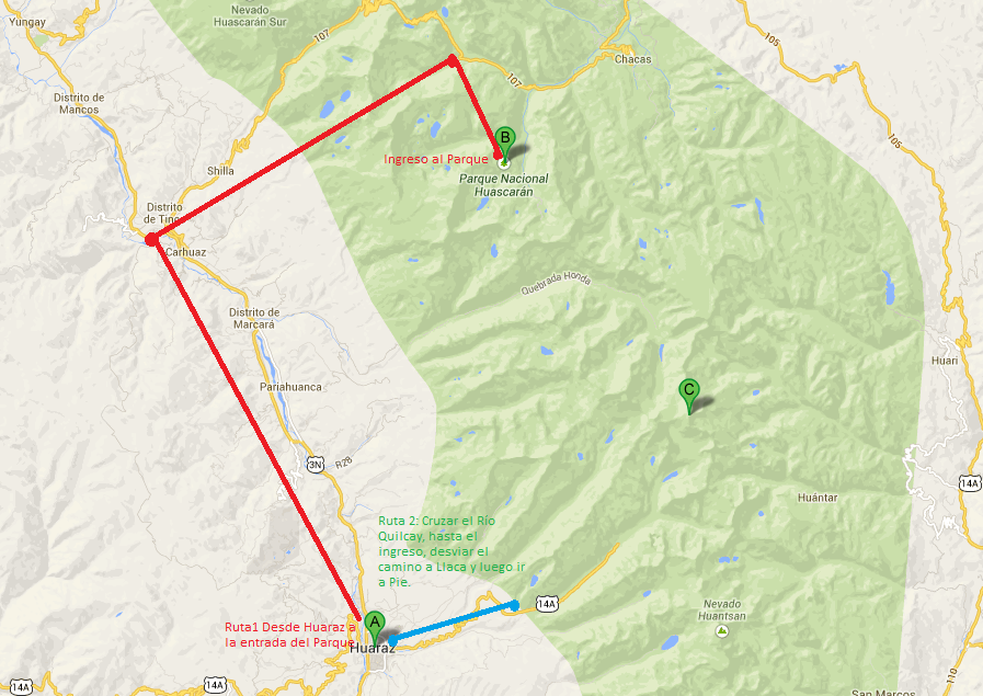 Ruta para llegar al Nevado Chinchey