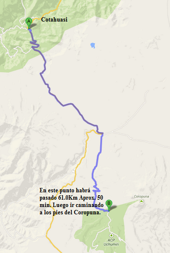 Ruta para realizar escalada en Nevado Coropuna